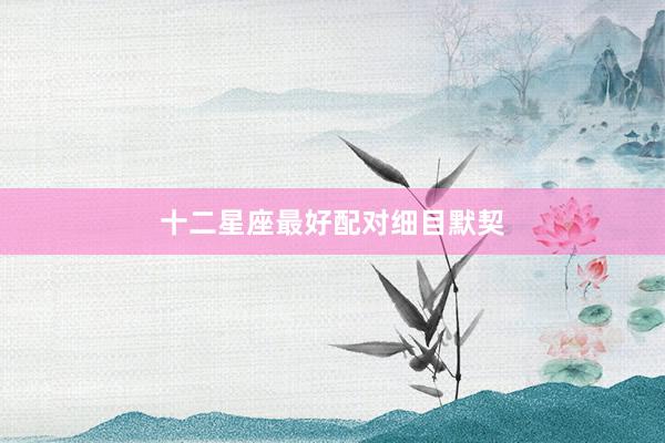 十二星座最好配对细目默契